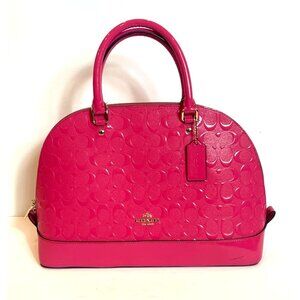 Coach Sierra Debossed Patent Leather Satchel In Dahlia Pink With Crossbody Strap